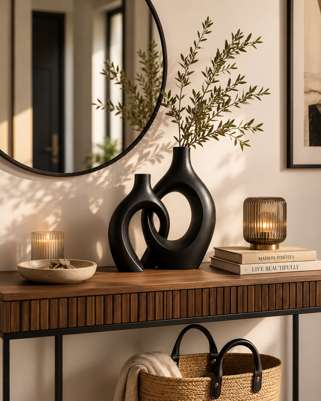 Grand Duo de Vases Enlacés en Céramique Noire Maison Luna